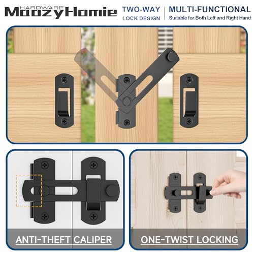 4 Inch Flip Latch Gate Latches, 180 Degree Flip Barn Door Lock Latch, Heavy Duty SUS304 Stainless Steel Flip Sliding Latch, Bolt Buckle Lock for Barn Wood Fence Sliding Doors, Black, 1 Pack - color: Matte Black