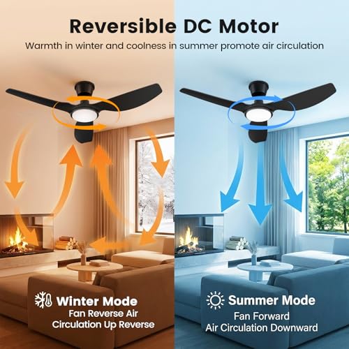 Newday 52 Inch Black IP66 Waterproof Outdoor Ceiling Fan with Light Remote | 3CCT dimmable LED, 9000CFM quiet DC, weatherproof heavy-duty airflow, high wind cooling for gazebo, patio, porch, pergola - size: 52 Inch