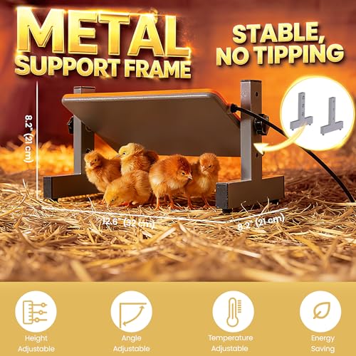 Smart Chick Brooder Heater with Digital Temp & Timer, Adjustable Height & Angle, Radiant Chicken Coop Heater for Winter, Rapid-Heating Plate for Ducklings, Quail, 35W, 13"x8" for 15 Chicks