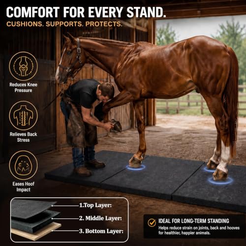 BreezeHug Livestock Padded Chute Floor Mat, 7.5 ft Cushioned Cattle Blocking Chute Pad, Portable Horse Grooming Anti-Fatigue Folding Mat for Show Cattle, Horses & Barns