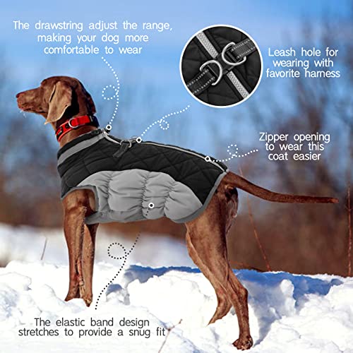 Dog Coat for Small Dogs, Fleece Dog Winter Jacket with Harness | Puppy Cold Weather Coats Reflective Pet Puffer Vest with Zipper Water-Resistant Warm Dogs Snowsuit Windproof Black XS - color: Black, size: XS(chest:14in)