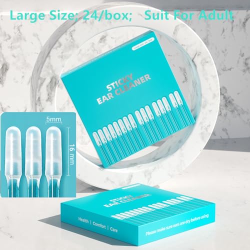 Sticky Ear Cleaning Stick, 2026 New Reusable Ear Wax Removal Tools with Dust Cover Packaging, Earwax Removal Adhesive Swabs for Kids and Adults (Large, 24PCS) - color: Large, size: 24PCS