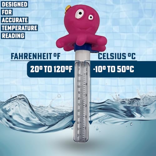 Floating Octopus Thermometer for Pools, Spas, Hottubs, & Aquariums - Shatter Resistant - color: Octopus