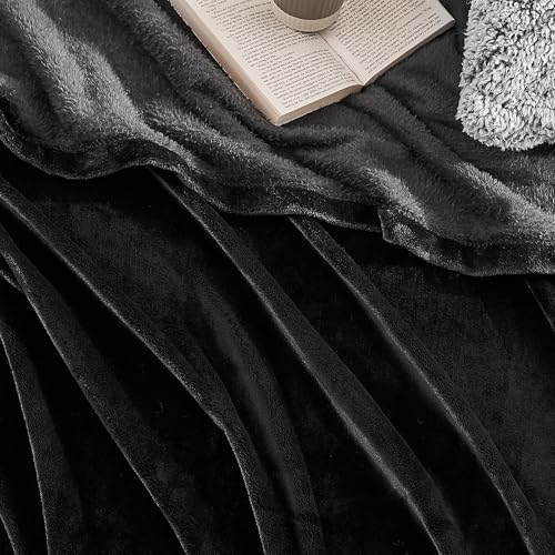 Hansleep Throw XL Black Fleece Blanket, Soft Flannel Bed Blanket | Fuzzy Cozy Blanket 50x70 Inches, Multi-use for Bed, Sofa, Couch, Travel, Camping, All Season Warm Lightweight Cover - color: Black, size: Throw XL (50x70 Inches)
