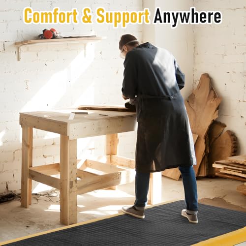 tonchean 3 x 7 FT Anti Fatigue Mats Extra Thick 15/16" Work Mat | Ergonomic Standing Floor Mat Industrial Working Soft Sponge for Machinist Workshop Garage, Reducing Pressure
