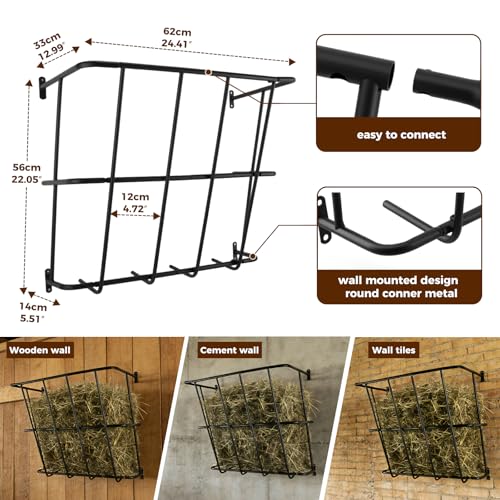 Hay Feeder,Heavy Duty Wall Mounted Hay Rack Detachable Sided Hay Holder for Horses, Goats,Sheep and Livestock,20 Gallons Large Capacity