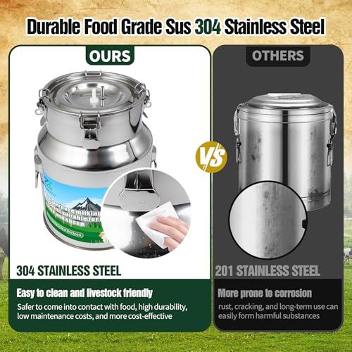 2-in-1 Upgrade 3.7Gal/14L Portable Electric Milker, Milking Machine for Cows and Goats with Food-Grade Stainless Steel Bucket,4 Teat Cups and Pulsation Vacuum System for Farm,Ranch and Home Dairy Use - size: 14L Two-in-One Milking Machine