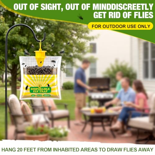 18 Pack Fly Traps Outdoor Flying Insect Trap with Pre-Baited Bait Disposable Hanging Fly Bags for Patio Barn Horse Ranch Chicken Coop, Effective Flying Insect Trap