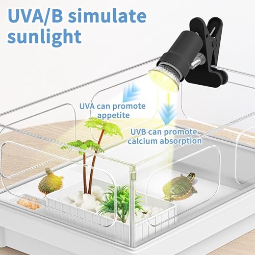 Moonorange Reptile Heat Lamp, Rotatable UVA/UVB Light with 2pcs Basking Bulbs (25W + 35W), Suitable for Turtle, Lizard, Bearded Dragon, Snake, Reptiles (Black) - color: A Lamp Kit (Black)