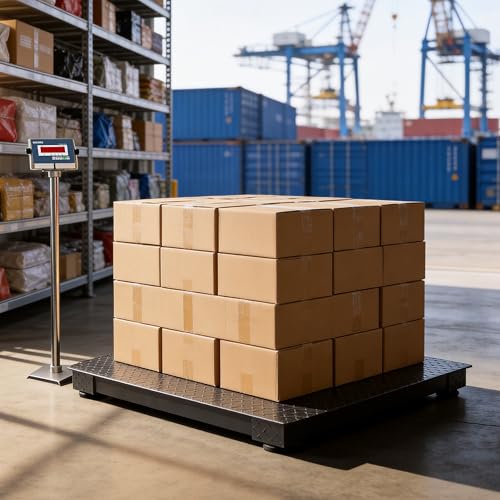 60"x60" Heavy-Duty Industrial Floor Scale, 10000lb x 1lb, Black | Professional Pallet Scale with Digital Indicator, Carbon Steel Weighing Scale for Wareshouse, Shipping and Industrial - size: 60"x60"-10000LB