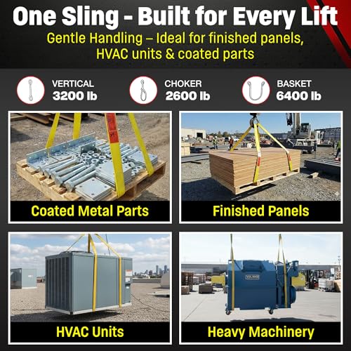 DD Sling 1 Inch x 20 Foot Nylon Lifting Sling – USA Made, 3,200 lb Vertical, 2,600 lb Choker, 6,400 lb Basket – 2-Ply Heavy Duty 900 Webbing, Type 3 Flat Eye & Eye Rigging Sling - size: 1"x20'