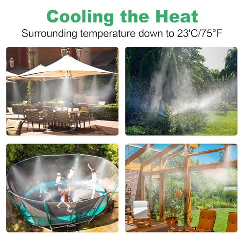 100FT Misters for Outside Patio, Outdoor Water Misting Cooling, Misting System, Backyard Mist Kit, for Garden, Fan, Gazebo, Greenhouse, Trampoline for Waterpark