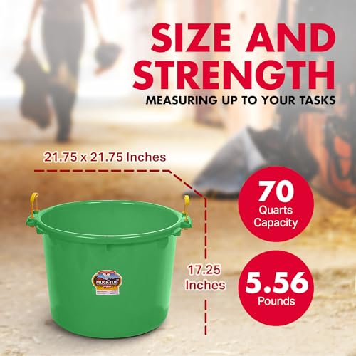 Little Giant® Plastic Muck Tub | Durable & Versatile Utility Bucket with Handles | Muck Bucket | Durable Handles | 70 Quart | Lime Green - color: Lime Green, size: 70 quart