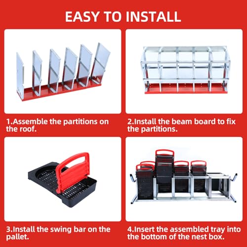 Chicken Nesting Box, 8 Hole 2 Layer Hen Nest Boxes with Legs, Roll Away Eggs Laying Boxes,Cleanable Pull Out Hen Roosting Boxes - size: Red- 8 compartment with legs