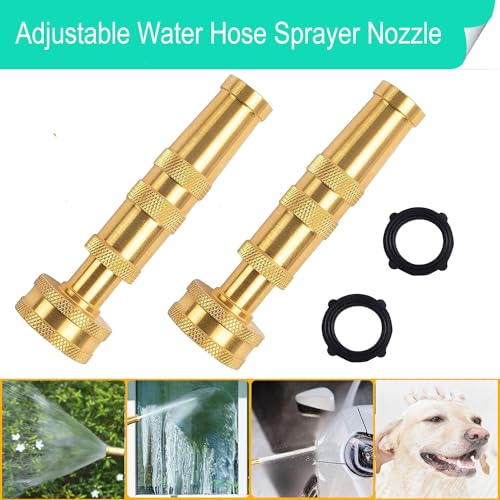 Garden Hose Nozzle, CM CUMIZON Solid Brass Heavy Duty Adjustable Twist Hose Nozzle, High Pressure Water Hose Sprayer Nozzle, 2 Pack | Heavy Duty, Adjustable Twist, High Pressure Water Sprayer - style: Nozzle Twist 2P