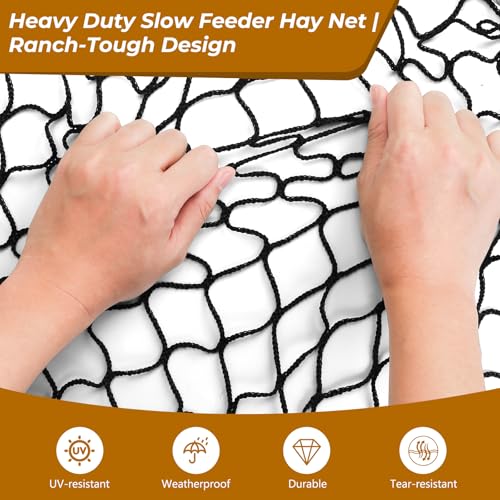2 Pcs Large Capacity Slow Feed Hay Nets for Horses - Hanging Ultra Slow Feeder Horse Hay Bag for Horses Goats 31.5" X 35.5"
