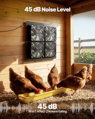 VEVOR Solar Powered Fan, 25W Solar Panel with 4 Fans, Adjustable Solar Panel Angle, 2668 RPM High-Speed, Flexible Installation, Fast Air Exchange for Greenhouse, Grow Tents, Chicken Coops, Shelters - size: 4.7" Fan×4 -25W