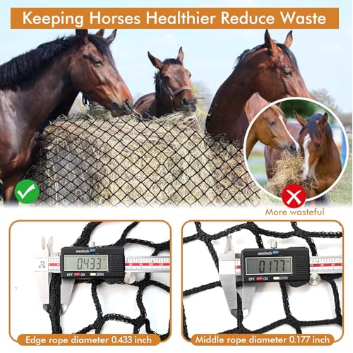 5 ft Round Bale Hay Net – Slow Feeder for Horses & Livestock, Extra Dense 1.75" Knotless Holes, Durable & Healthy Feeding Solution