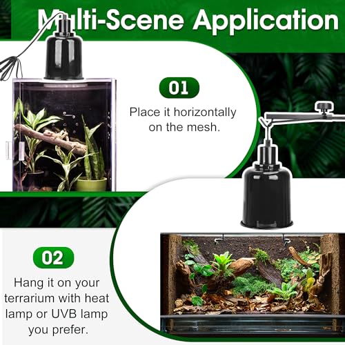 2 Pack Reptile Dome Lamp Cover Light Shade, 7.5 Inch Deep Reptile Dome Light Fixture, Aluminum for Reptile Terrarium with Ceramic Socket and Individual Switch (Bulbs Not Included)