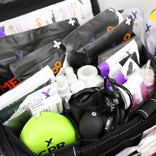 Lightning X Stocked X-Large Modular EMT Medic Trauma Bag w/Emergency Medical Fill Kit Supplies (Black) - color: Black