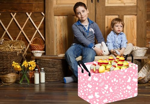 Easter Storage Basket Easter Bunny Storage Bin Collapsible Nursery Hamper Clothes Box Book Shelf Basket Easter Bunny Eggs Decor Easter Gifts - color: Rabbit