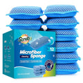 SCRUBIT Reusable Sponges for Dishes - 12 Pack Microfiber Sponges Kitchen Dish Scrubber, Machine Washable & Non-Scratch Scrubbers (Blue) - color: Blue