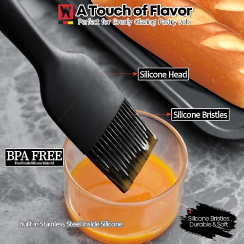 WAGENSTEIGER Silicone Cooking Brush with Wooden Handle: Pastry Brush, For Glazing Pastries and Basting Meats, Heat Resistant Cookware, Gentle Head & Bristle Design, BPA Free, Non-slip Grip