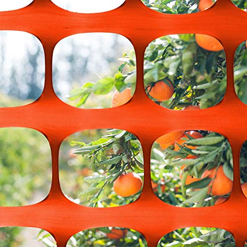 Plastic Mesh Fence, Garden Fencing, for Snow, Orange, 4'x100' Feet, 1 Roll | Houseables Construction Barrier Netting, Fences Wrap, Above Ground, Poultry, Chicken, Safety, Deer, Patio, Garden Netting - color: Orange