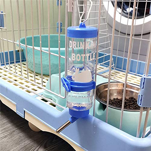 Depets 2PCS 8.45 oz No Drip Small Animal Water Bottle, Cage Water Bottles | Plastic, for Small Pet/Guinea Pig/Hamster/Bunny/Ferret/Rabbit, Hanging Wire & Buckle Included, Easy to Install, Yellow & Blue