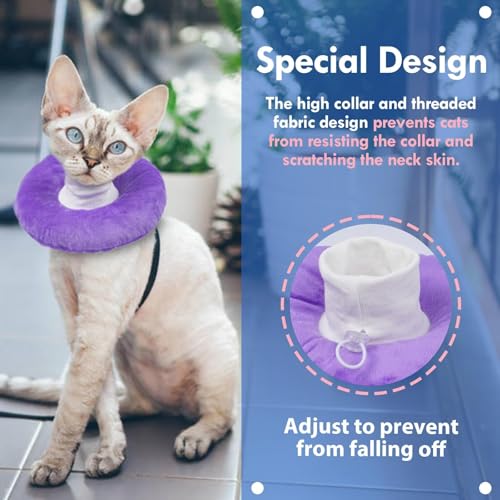 Cat Cone Collar Soft, Adjustable & Lightweight Kitten Elizabethan e Collar to Stop Licking After Surgery, Ideal for Wound Recovery, Durable & Machine Washable, Purple Small - color: Purple, size: Small(Neck:5.9")