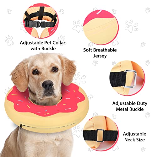 MIDOG Inflatable Dog Cone, Donut Recovery Collar After Surgery, X-Large | Soft inflatable donut e-collar; stops licking after surgery; pet eats & sees normally; neck 21-24 in (XL); not for chewers - color: DarkPink, size: X-large (Neck:21"-24")