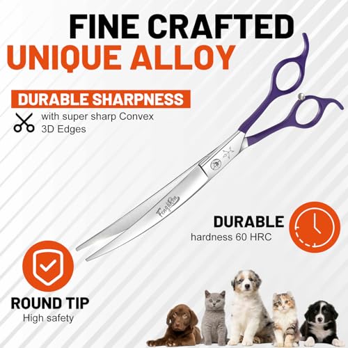 High-end Professional Dog Grooming Curved Scissors Pet Curved Shears 7.5 Inches Extremely Very Sharp Made Of Stainless Steel Alloy By Hand For Dog Cat Groomer - color: 7.5inch Curved Shears