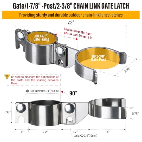1-7/8" x 2-3/8" Chain Link Gate Latch Heavy Duty Stainless Steel Fence Gate Fork Latch Hardware with Padlock Hole 1pcs - color: 1-7/8"x2-3/8"