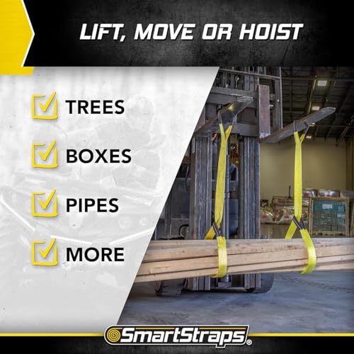 SmartStraps 2”x6’ Nylon Webbing Sling (1pk) – 6,400lb Vertical Lifting Capacity – Safely Lift Heavy Loads, Made with Strong Flexible Webbing, Small, Yellow - size: 6" 6400 lb - 1PK