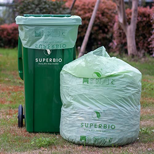 SUPERBIO 33 Gallon Compostable Yard Waste Bags, 40 Count | Lawn & Leaf Bags, ASTM D6400, BPI, OK compost INDUSTRIAL - style: 33 gallon, 40 count