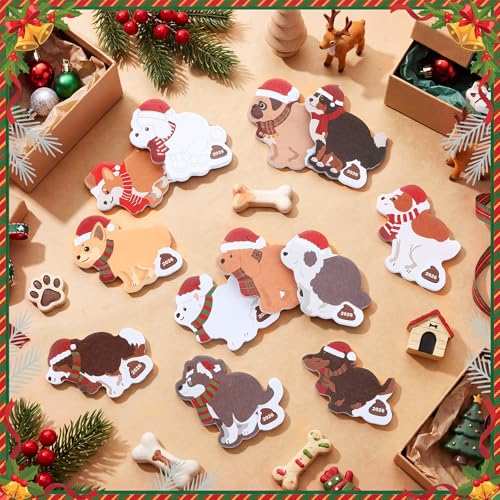 Yinder 24 Pads Dog Poop Sticky Notes Funny Christmas Party Gift | 12 Cute Puppy Designs with Memo Notes, Party Favors for Dog Lovers, Self Adhesive Tabs Office School Veterinary - style: Dog Poop