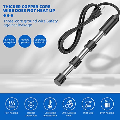 2000W Portable Immersion Water Heater, Made with 304 Stainless Steel and Safety Silicone Cover. Ideal for Bathtubs, Pools, Buckets, Livestock. Heats 5 Gallons of Water Quickly, Easy to Use