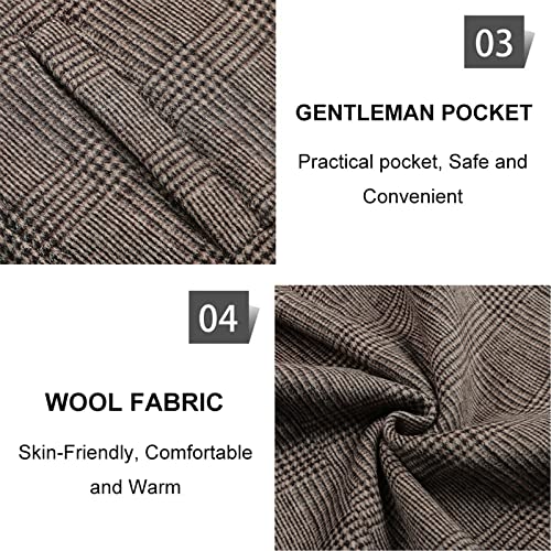 BOJIN Mens Trench Coat Wool Blend Top Pea Coat Winter Long Single Breasted Classic Stylish Business Overcoat - color: Bj03 Brown Plaid, size: XX-Large