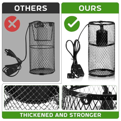 2 Pcs 4 Inch Reptile Heat Lamp Guard Anti Scald,Black, Black | Heating Lamp Holder, Mesh Cage, with 150w Ceramic Heat Emitter, Basking Anti Scald, Reptile Lizard Protection, Without Bulb - color: Black