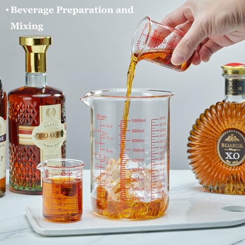Ackers BORO3.3 4 oz/120 ml Glass Measuring Cup with V-Shaped Spout, 1 Count | 3.3 borosilicate glass with a wide opening and five printed measurement units for small-batch cooking, baking and drink prep - size: 120 ML (4 Oz)-SINGLE