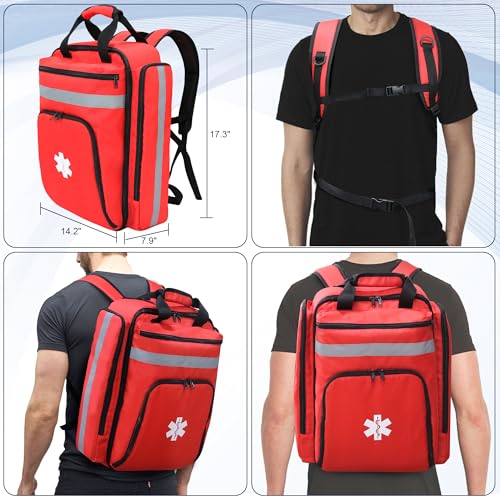First Aid Bag Empty,EMS,EMT,Emergency Trauma Doctor Bag,First Aid Kit For Car,Home,Hiking,Camping and Travel(Red) - color: Red