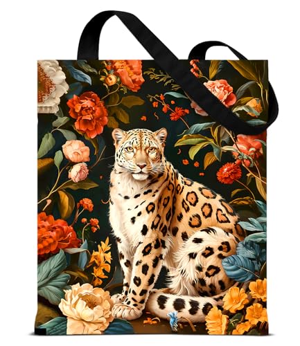 Vintage Botanical Animal Canvas Tote Bag for Women, Aesthetic Floral Animal Reusable Shoulder Bag for Shopping - color: 16