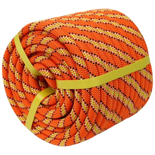 1/2 in x 150 ft Double Braid Polyester Arborist Rigging Rope, 48 Strands Heavy Duty Bull Rope for Tree Work, Climbing, Pulling, Logging, Swing, Orange - size: 1/2inch x 150feet