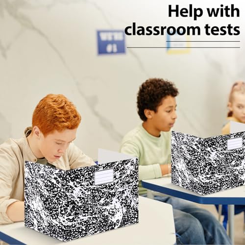 Sabary 24 Pack Desk Dividers for Students,Marble,Black | Privacy Folders Testing Dividers with Labels, Standard School Privacy for Classroom Teacher Supplies - color: Black, style: Marble