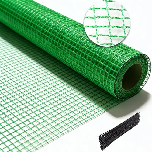 Garden Fence 4 x 100 FT,0.4" Mesh Plastic Fencing,50PCS Zip Ties | Deer Fence Temporary Fence Snow Fence Safety Fence,Construction Fencing for Yard,Rabbits,Chicken,Dogs,Animal Barrier,Green - size: 4ftx100ft