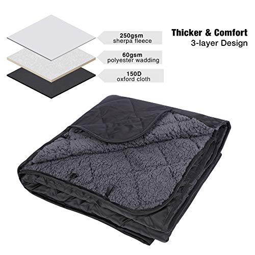 REDCAMP Large Outdoor Blanket 79"x59" Sherpa Fleece Lining, Black | Cold Weather Warm Thick Outdoor Blanket Comfy Foldable & Windproof for Camping Stadium,Car,Picnics,Pet,Trip,Machine Washable - color: Black 59"x 79"