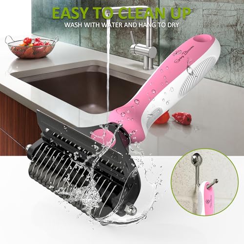 Spring Blossoms-2 in 1 Professional Grooming Rake for Cats & Dogs-Dematting Comb for Easy Mats & Tangles Removing,Pet Brush Safe No More Nasty Shedding and Flying Hair (Purple) - color: Purple