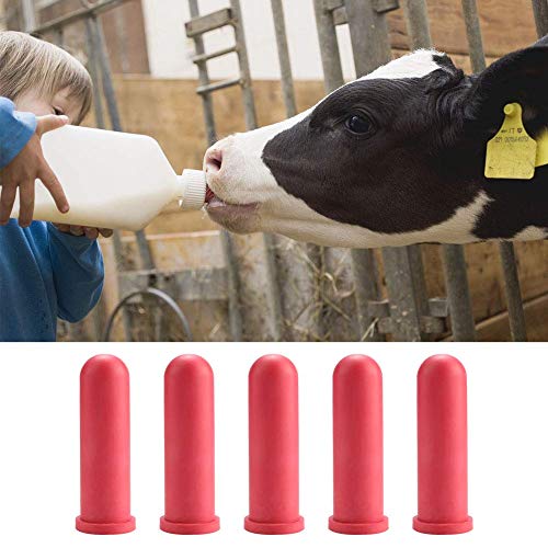 5PCS Farm Animal Feeding Milk, 10cm Length Rubber Milk Drinking Feeder Nipples for Little Cot Calf Livestock