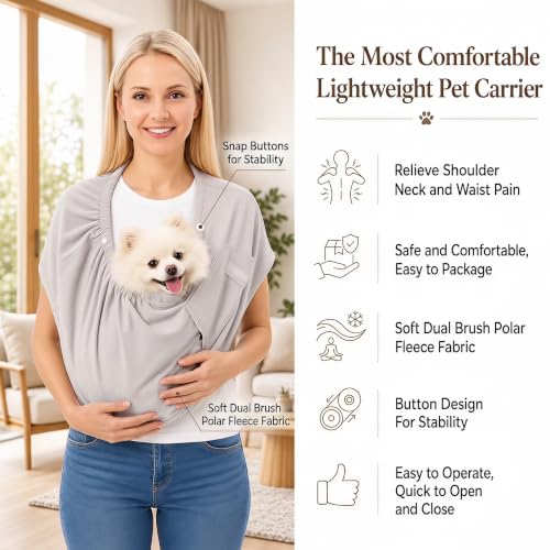 Cat Sling Carrier & Pet Sling for Small Dogs & Cats 3-14 lbs(Grey) - color: Grey
