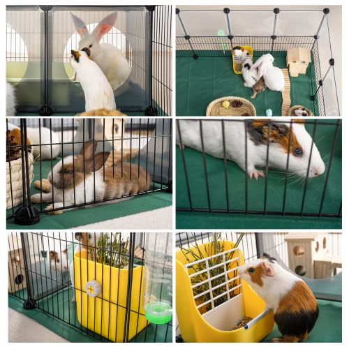 DINMO 36 Panels Bunny Playpen, Oxford Mat & Game Holes, Expandable Fence | 60.2"L x 24.8"W x 24.8"H, For Small Animal, Guinea Pig, Hamster, Ferret, Kitten Enclosure, Iron Mesh & Plastic Combination - style: Plastic and Metal Mesh Design